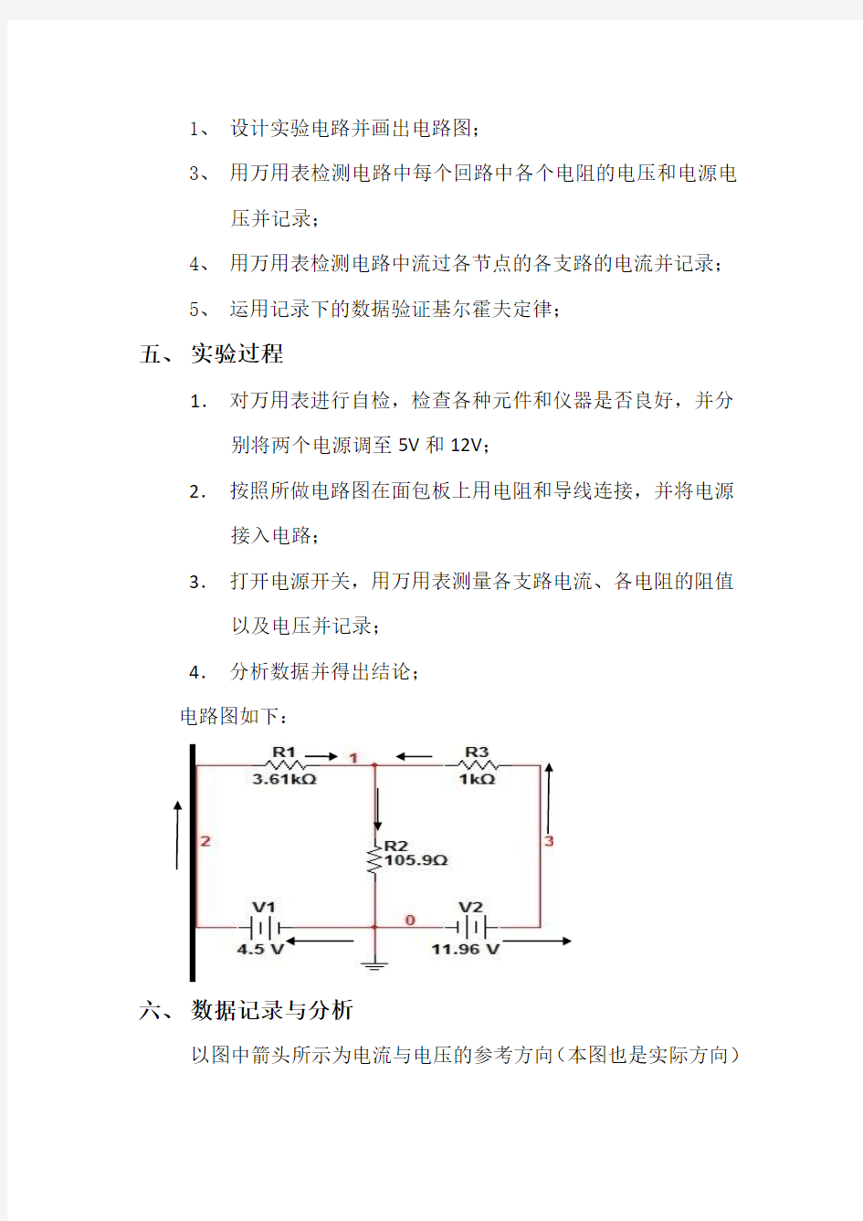 基尔霍夫定理的验证