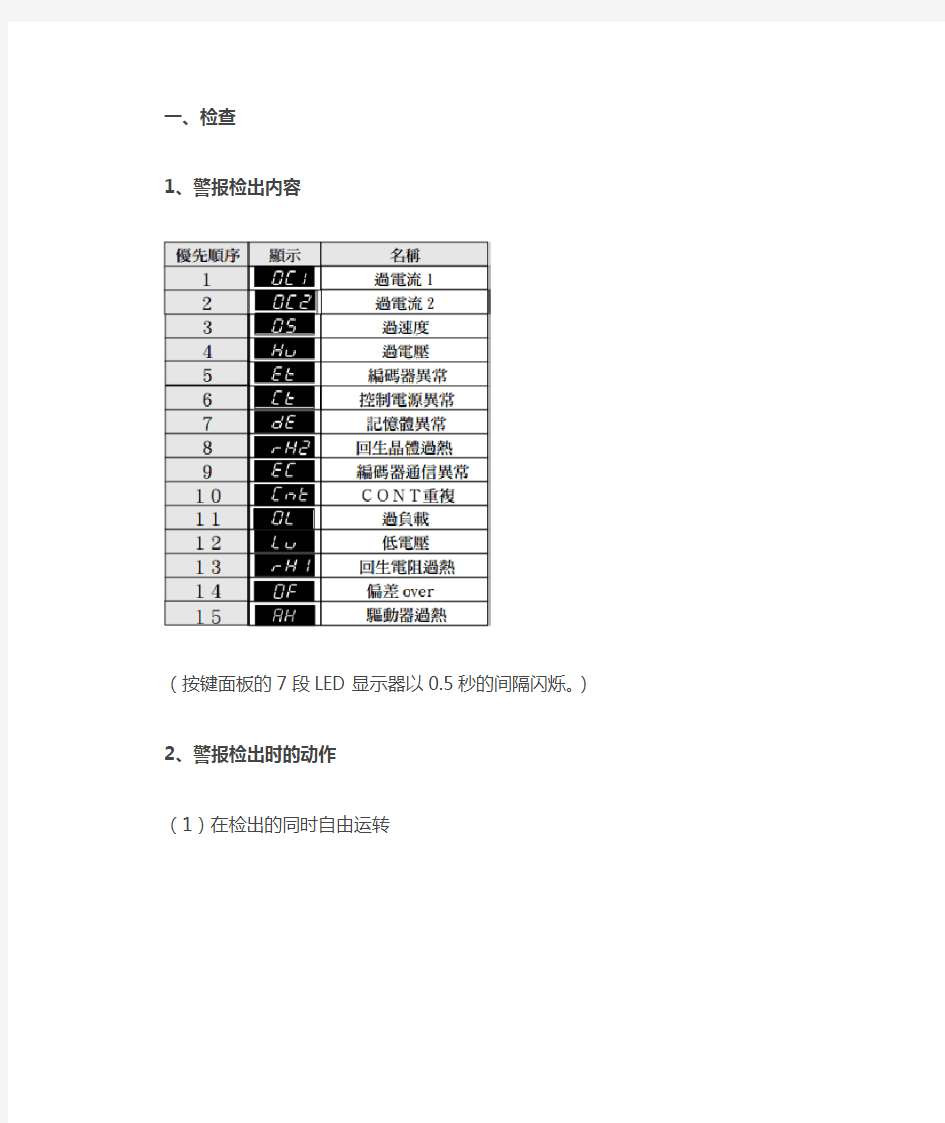 富士伺服器故障代码与维修