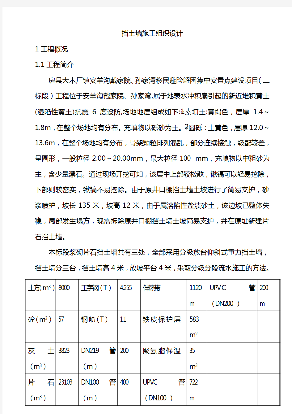 浆砌片石挡土墙、护坡施工组织设计