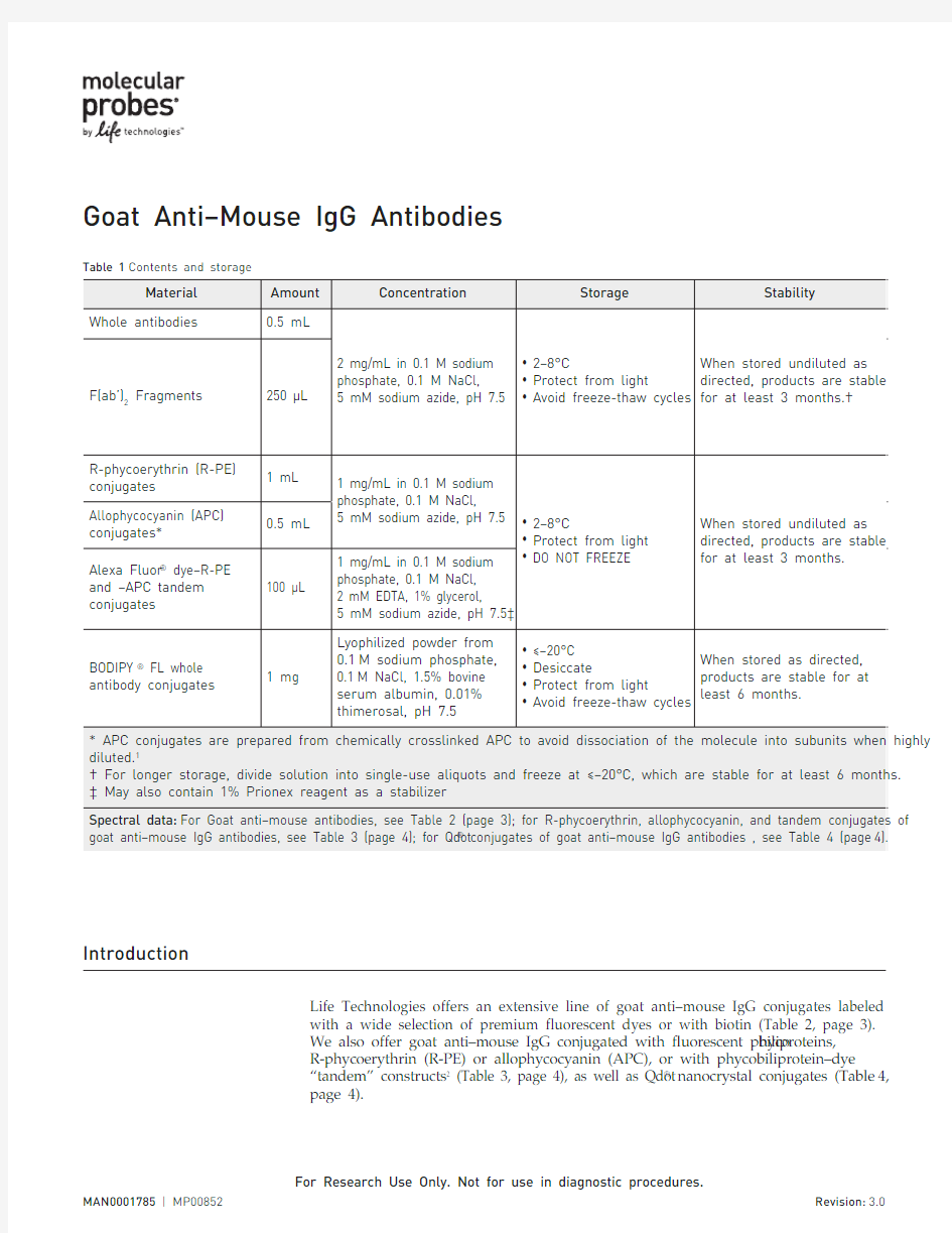 Goat anti-Mouse IgG (H+L) Secondary Antibody, Alexa Fluor