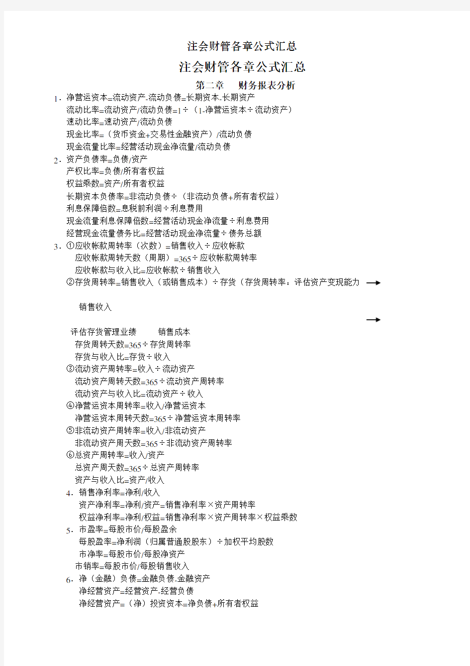 注会财管各章公式汇总[2]