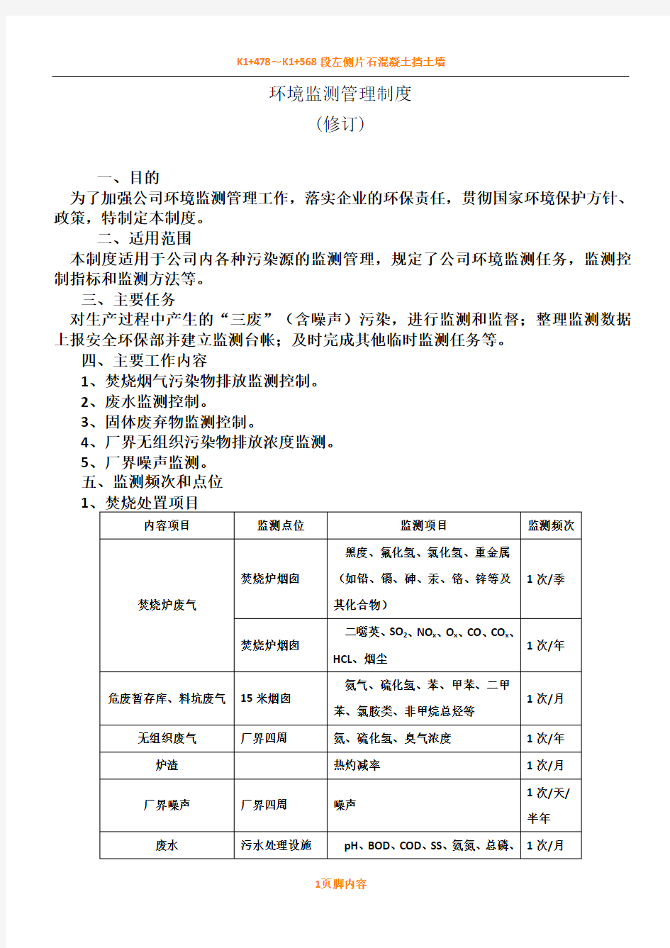 环境监测管理规章制度