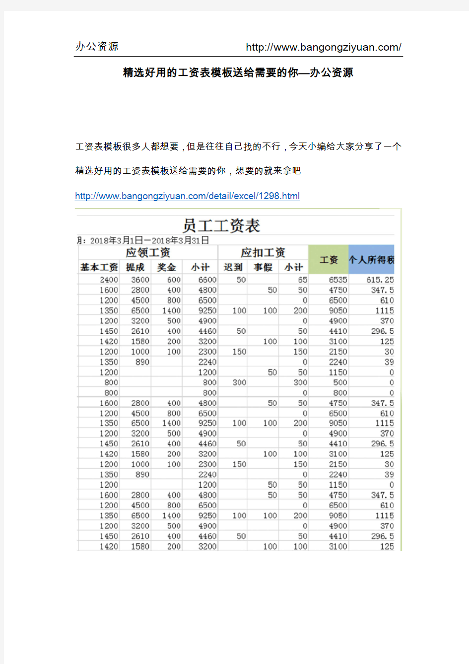 精选好用的工资表模板送给需要的你