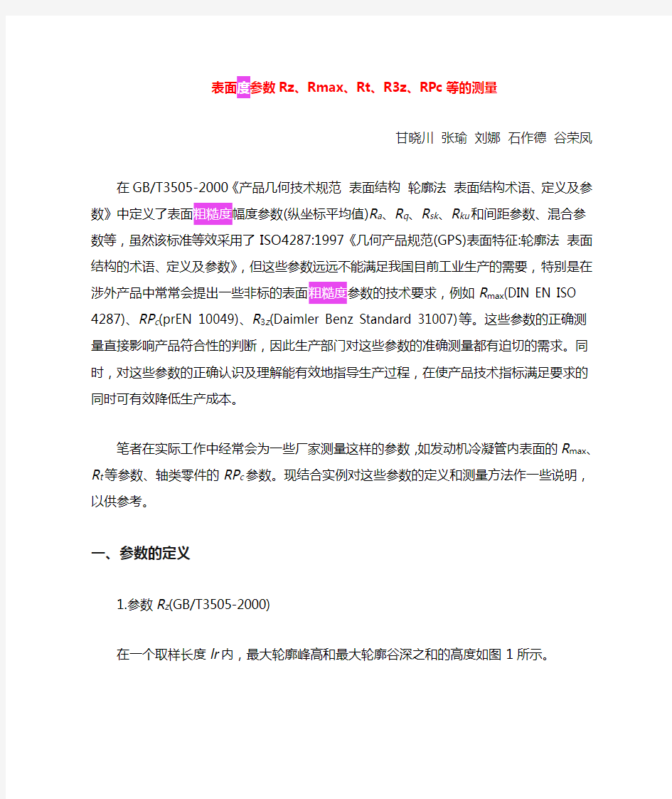 表面粗糙度参数