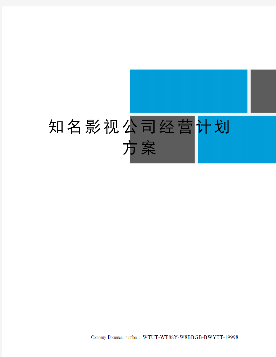 知名影视公司经营计划方案