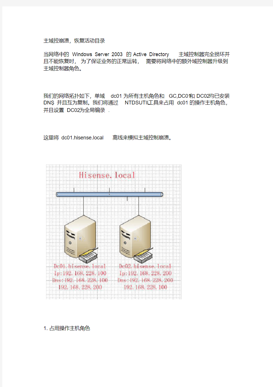 主域损坏后辅域升级为主域并清理