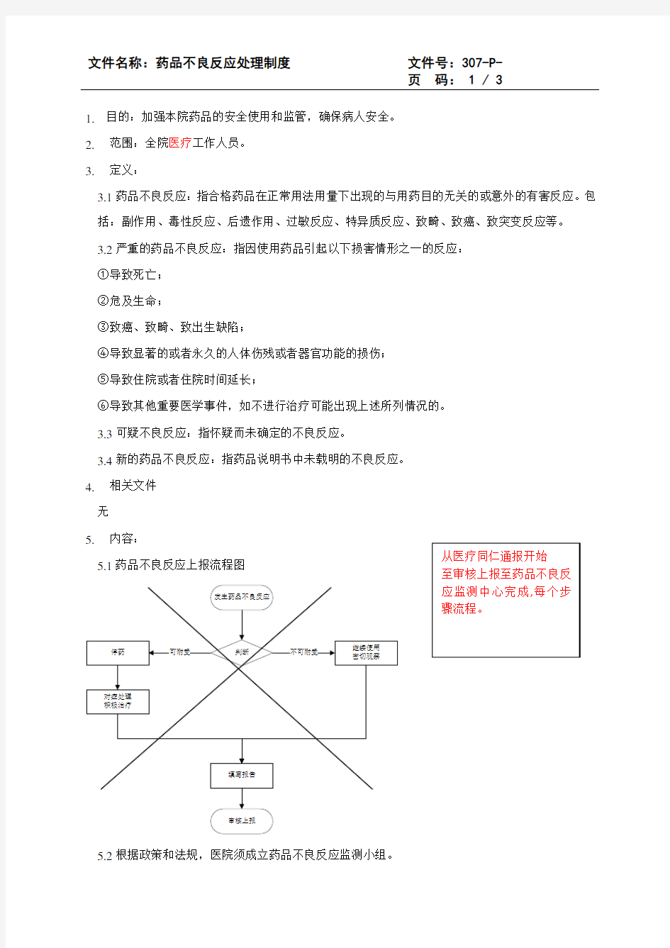 药品不良反应的处理制度