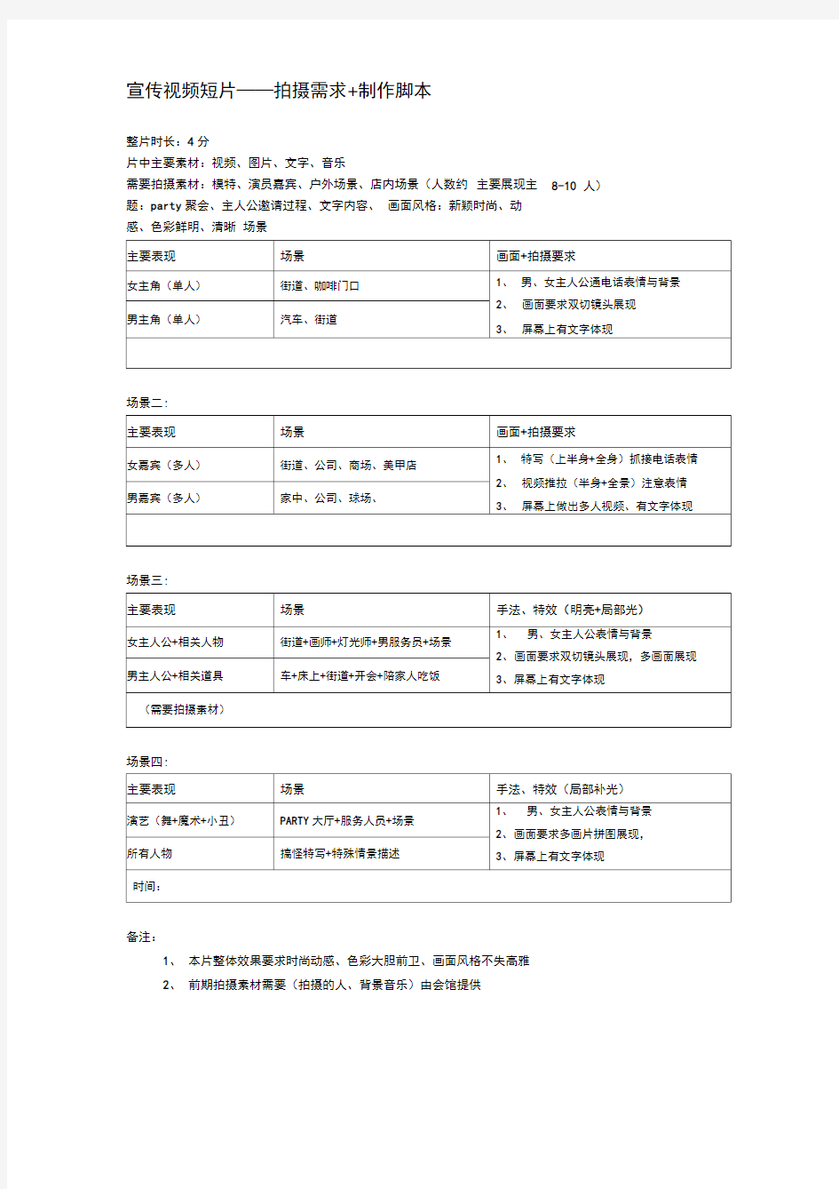 视频短片脚本