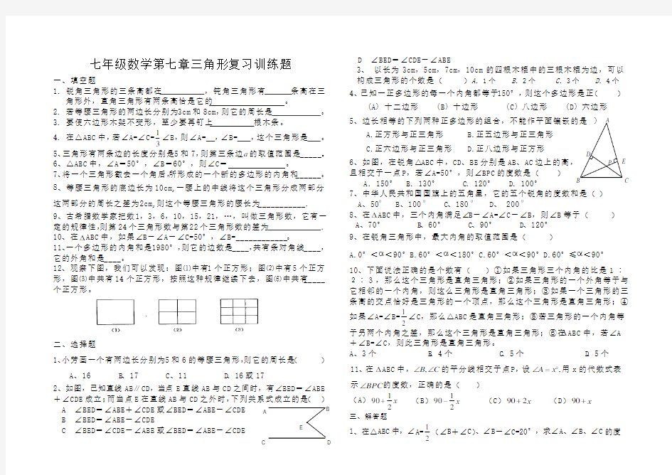 第七章 三角形复习题.doc