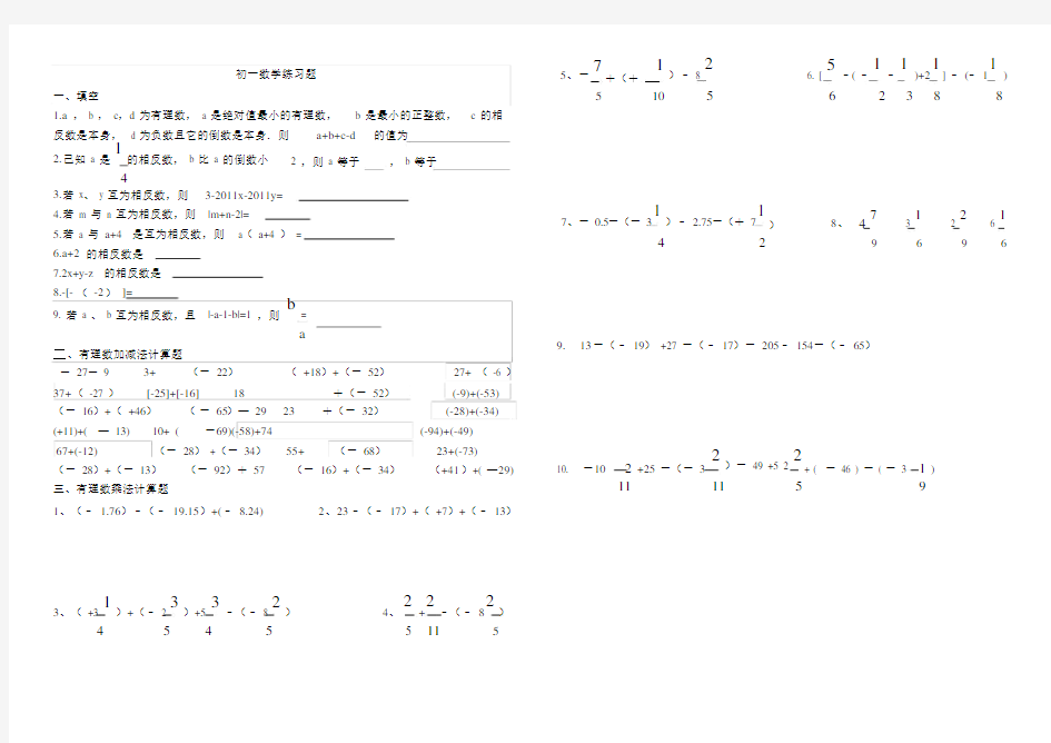 (完整)初一数学正负数加减法练习题.docx