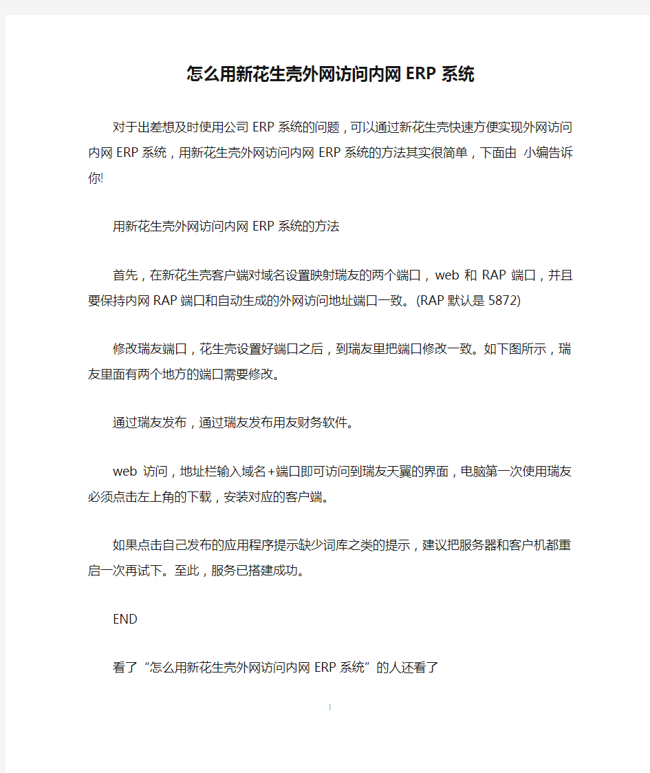 怎么用新花生壳外网访问内网ERP系统