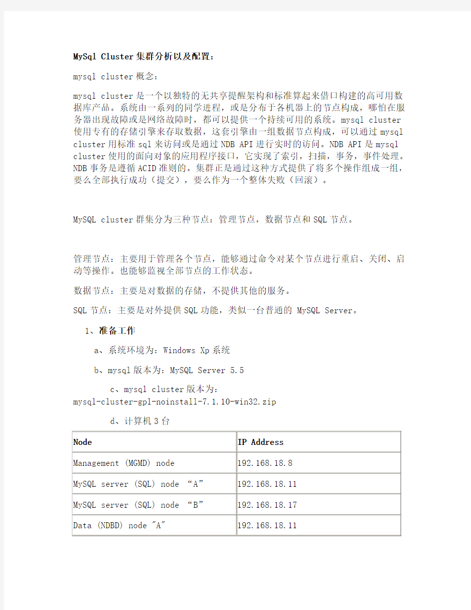 mysql集群总结