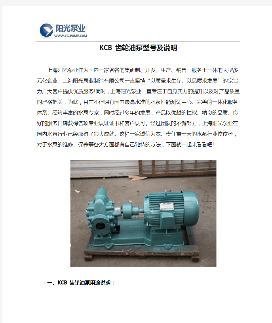 KCB齿轮油泵型号及说明