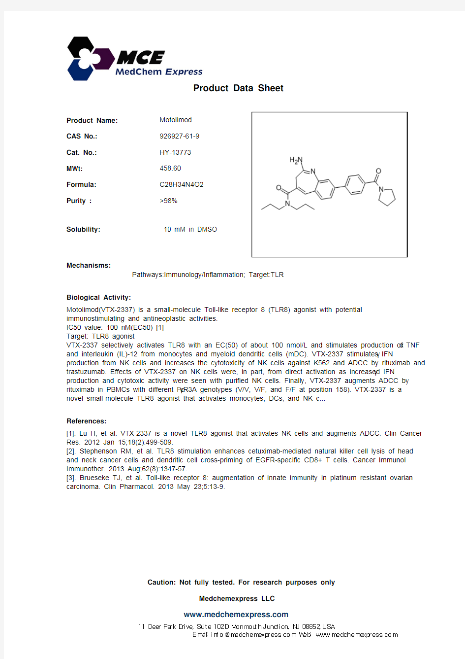 Motolimod_926927-61-9_DataSheet_MedChemExpress