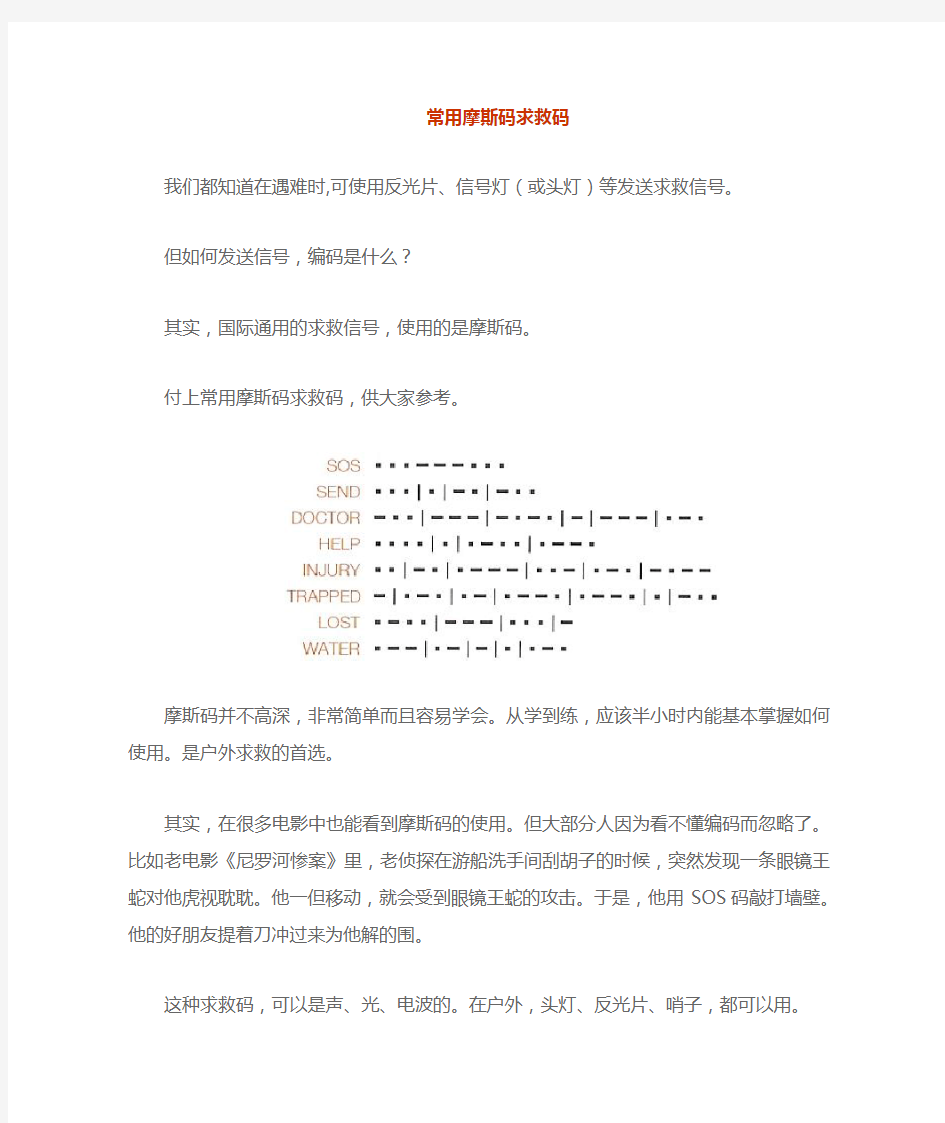 常用摩尔斯码求救码