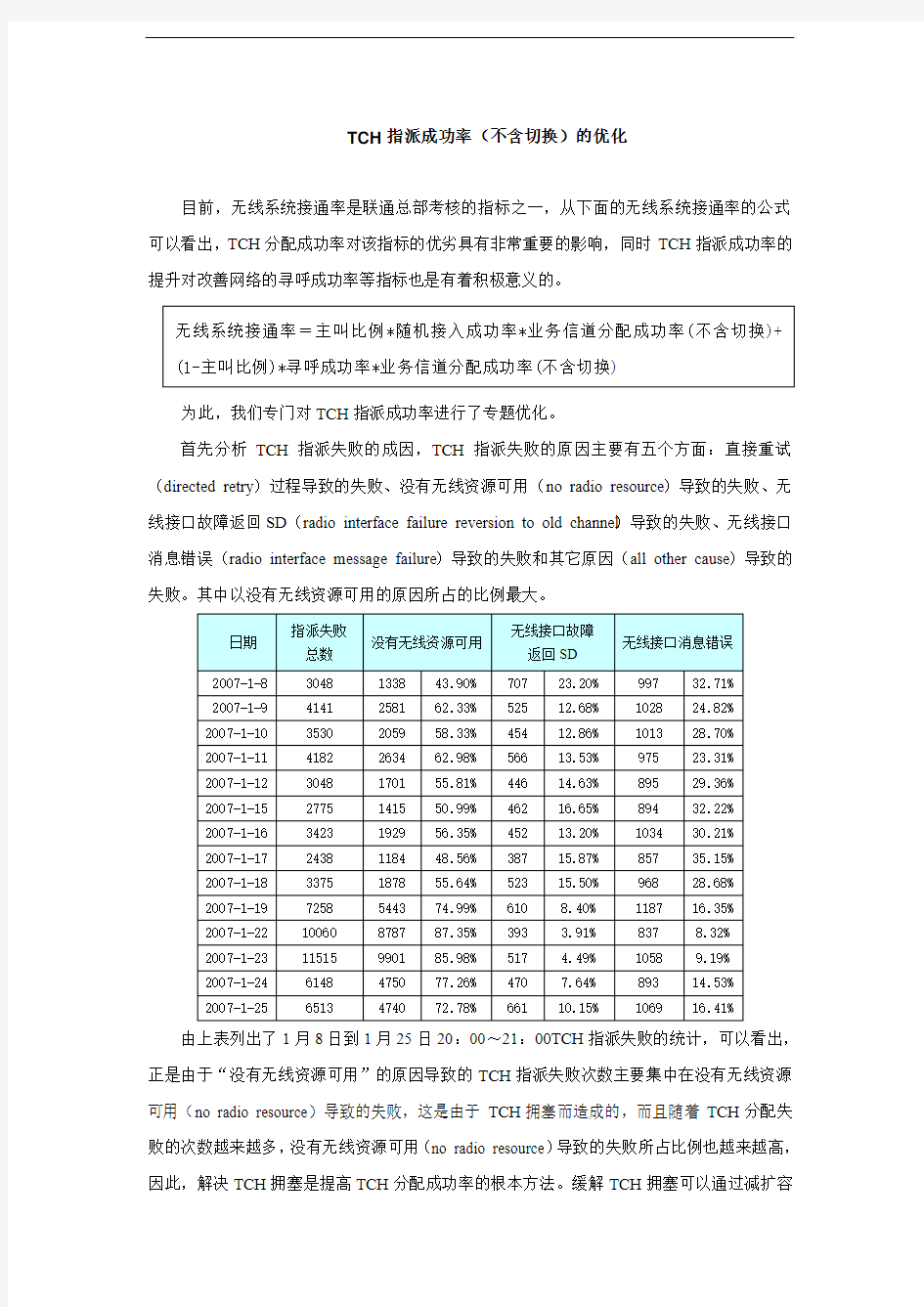 指派成功率和切换成功率专题