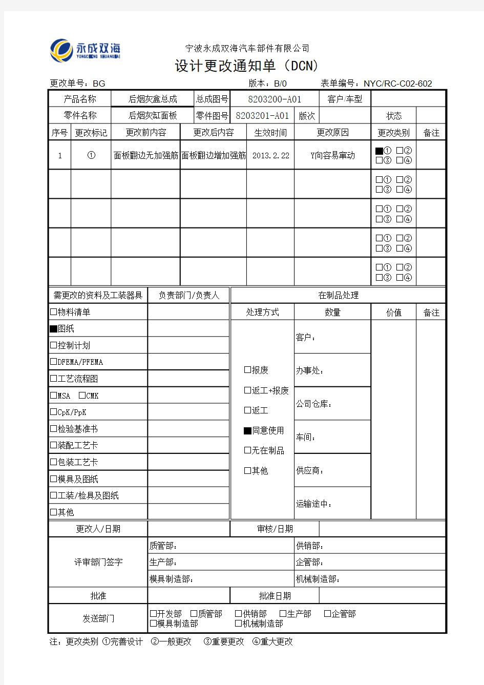 设计更改通知单