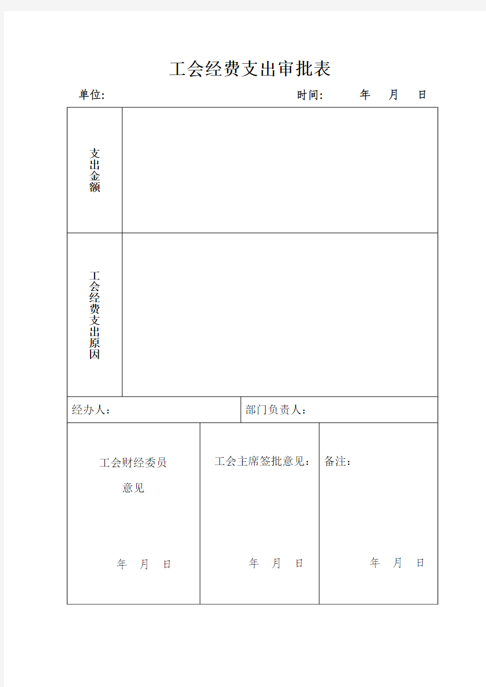 工会经费支出审批表