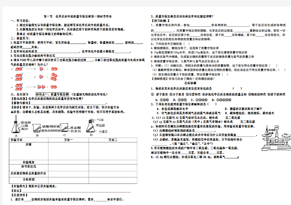 第一节  化学反应中的质量守恒2014