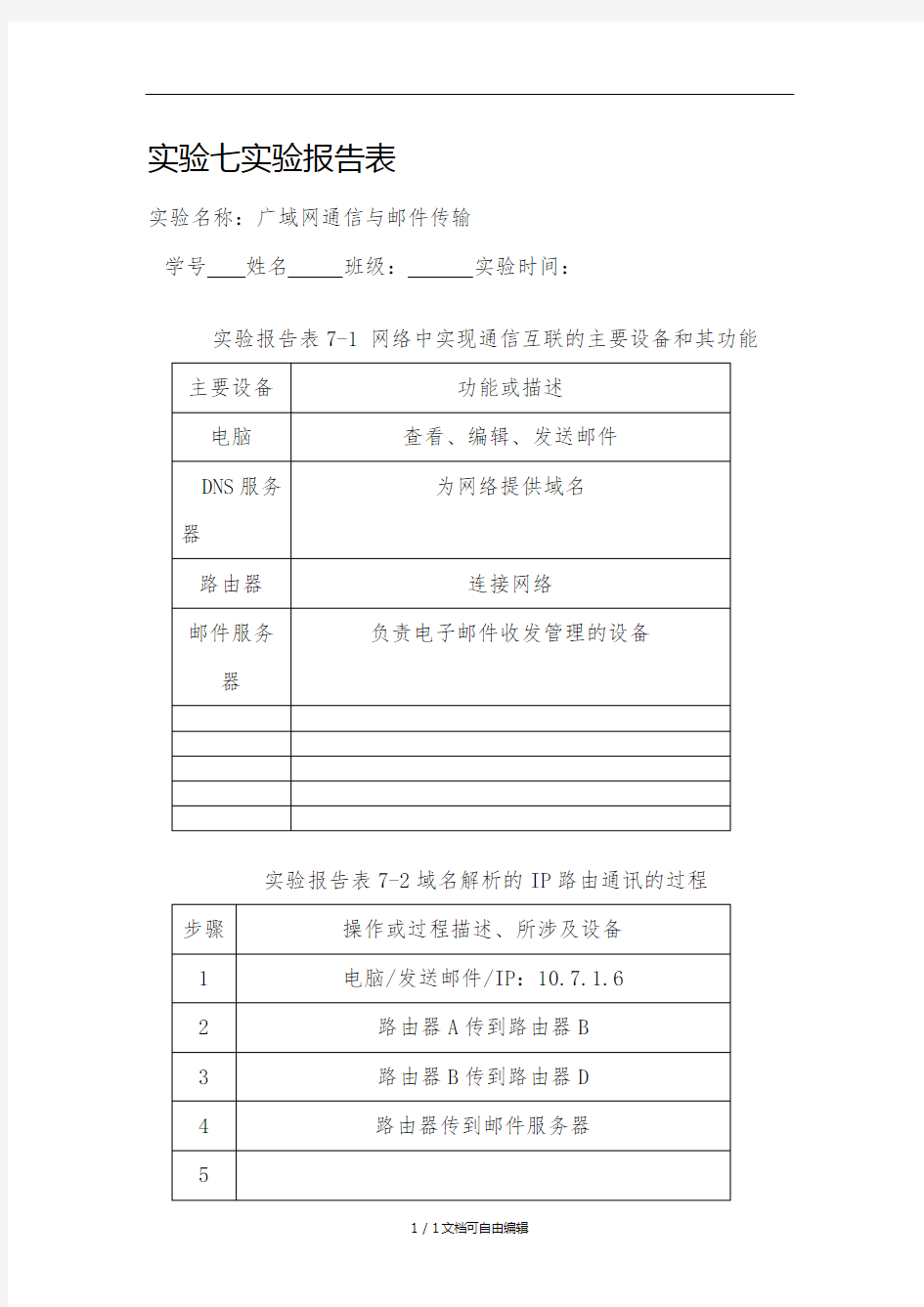 北理大学计算机实验基础-实验七实验报告表