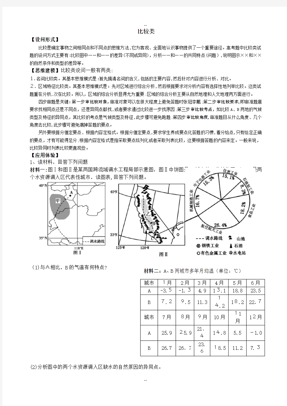 地理综合题(十二)比较类.1.6