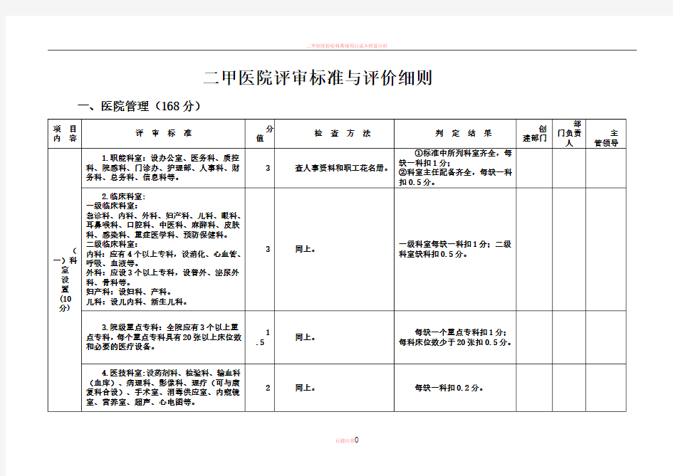 二甲医院评审标准与评价细则