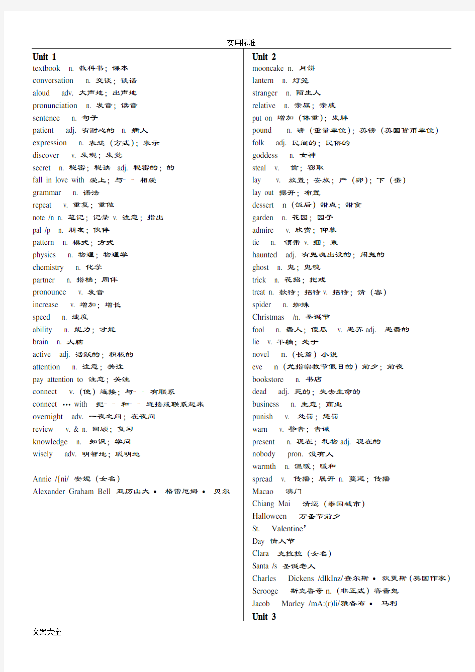 2017人教版九年级英语单词表