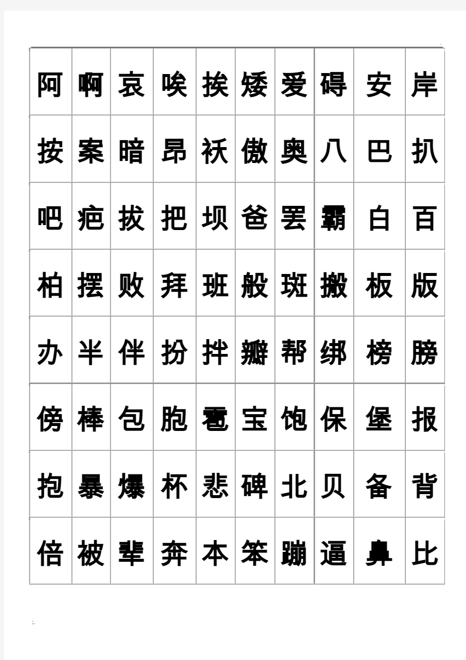 练字-2500个常用汉字大全-好看的字体