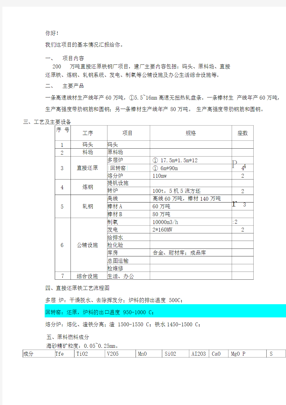 万吨直接还原铁项目概述对外