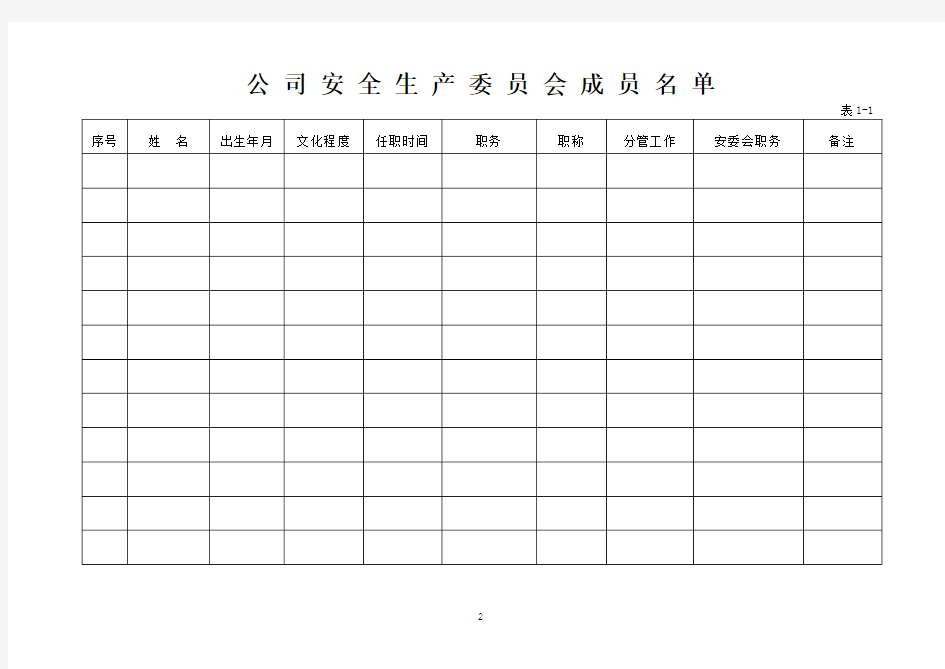 标准化记录表格