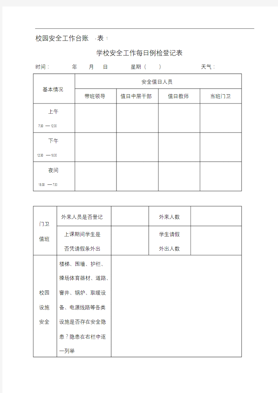 校园安全工作台账6类表格.doc