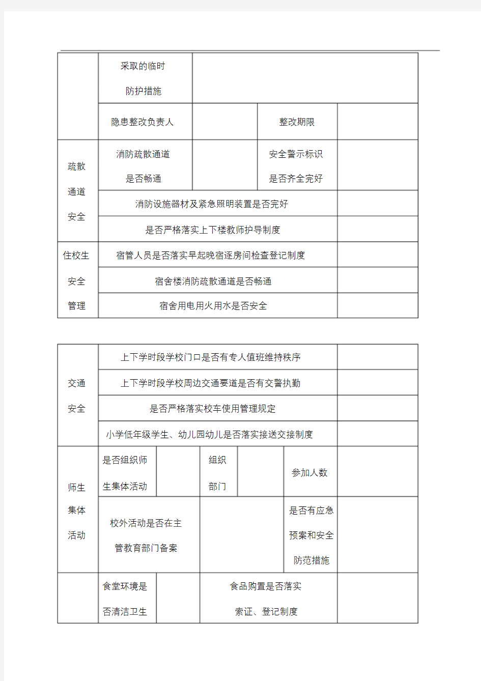 校园安全工作台账6类表格.doc