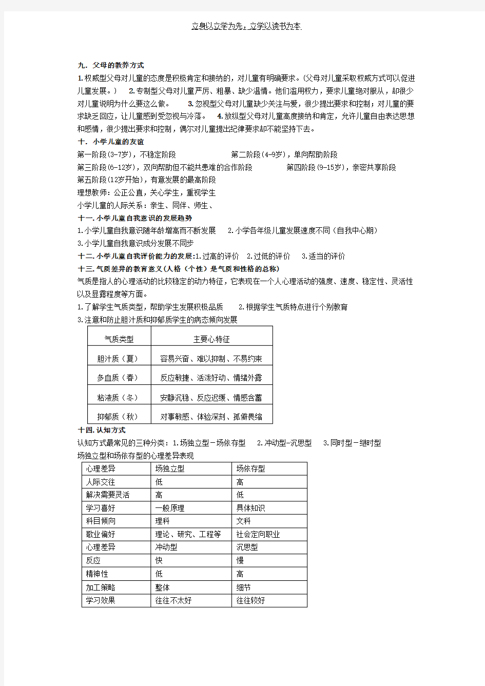 大二教育心理学复习资料