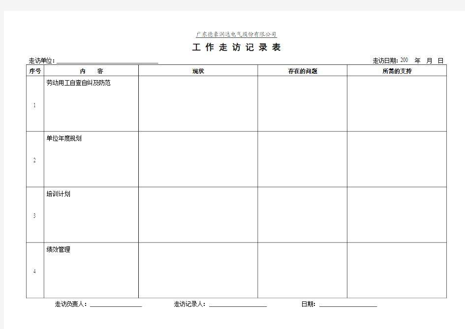 工作走访记录表