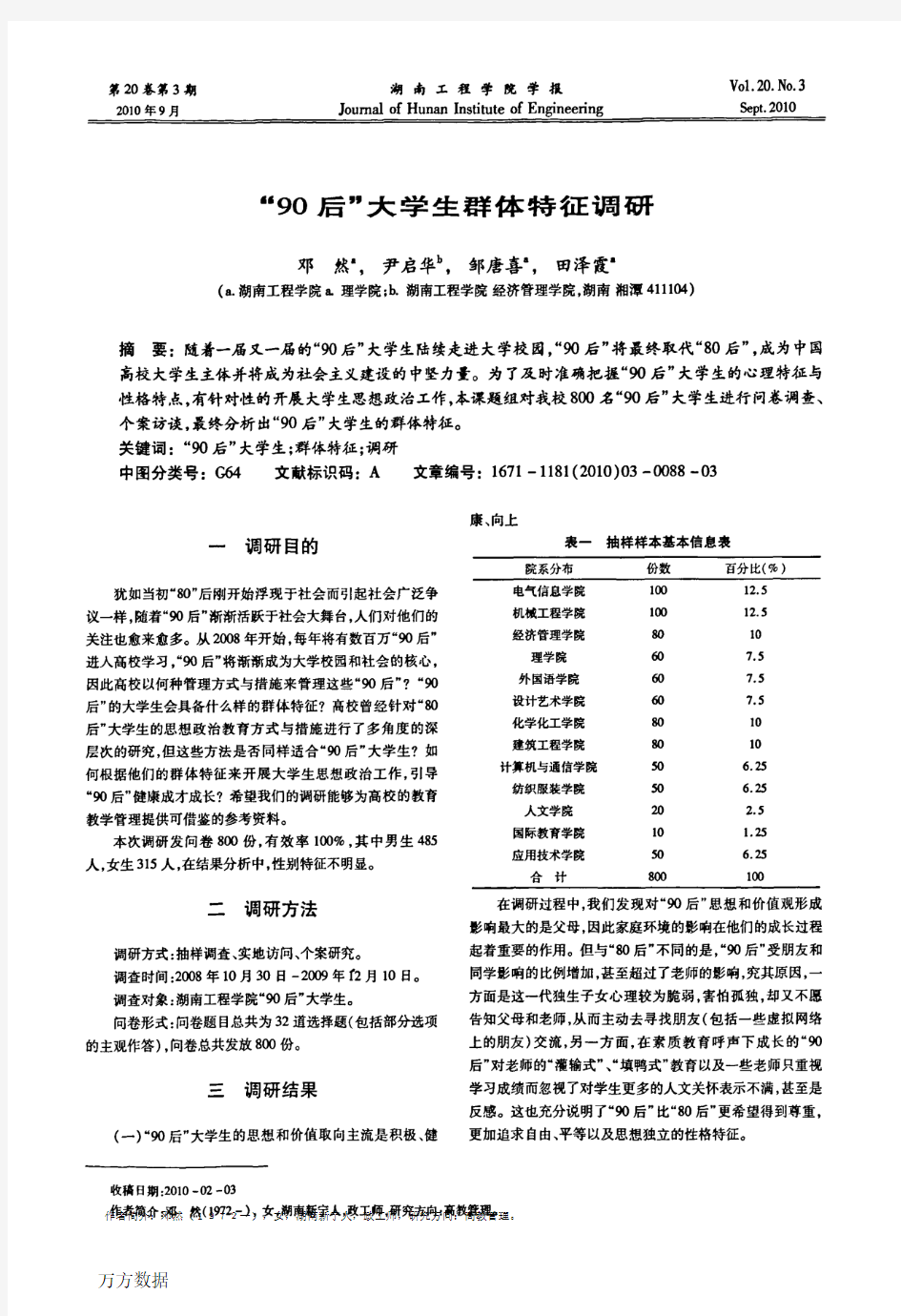 90后大学生群体特征调研