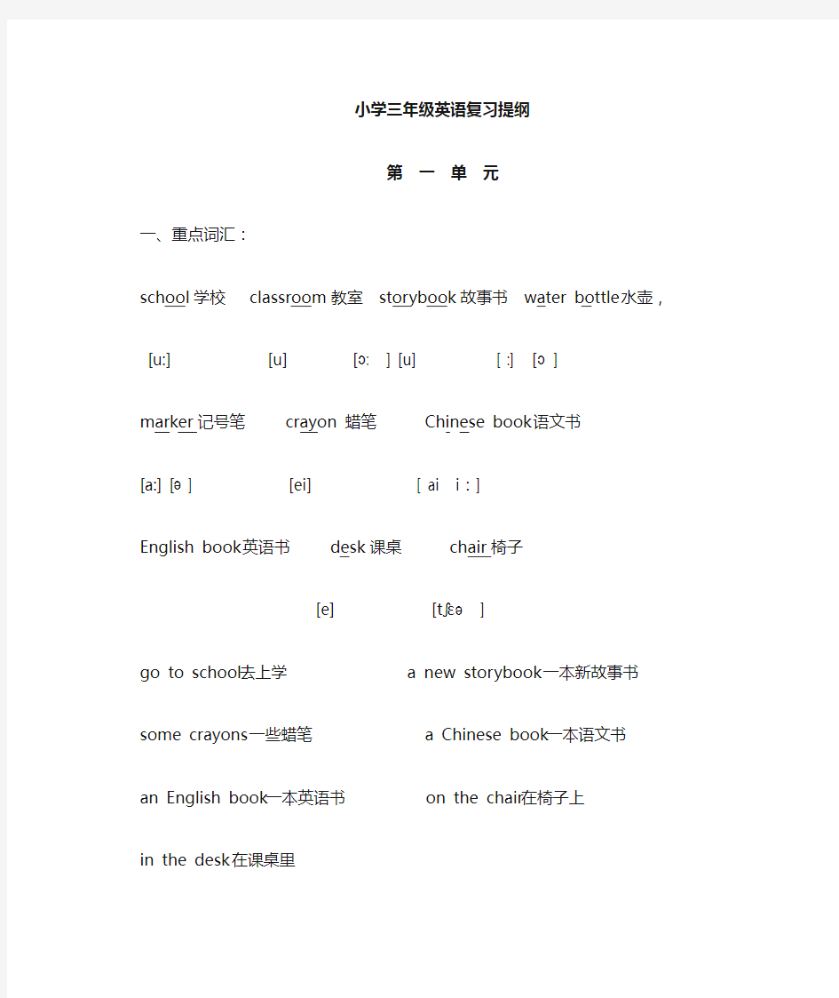 小学三年级下册英语知识梳理