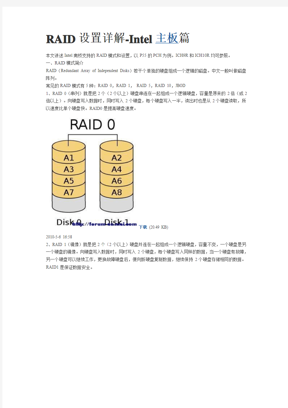 RAID设置详解-Intel主板篇