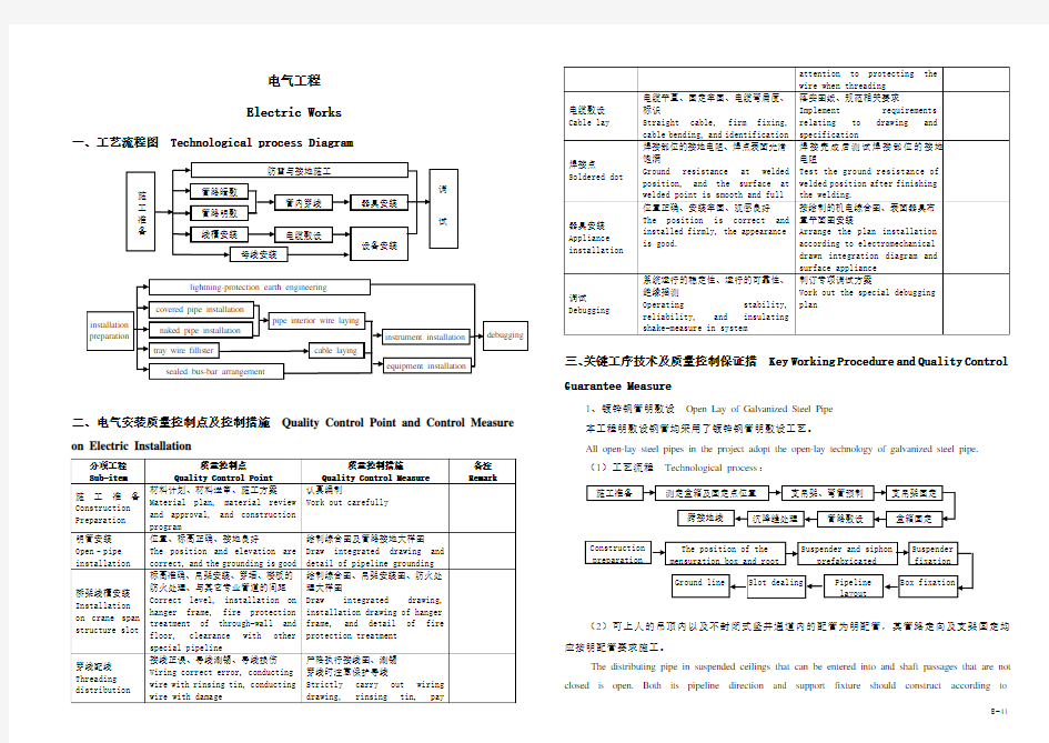 电气工程施工方案中英文