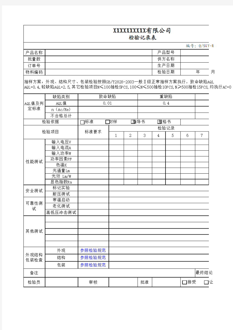 灯具产品检验报告