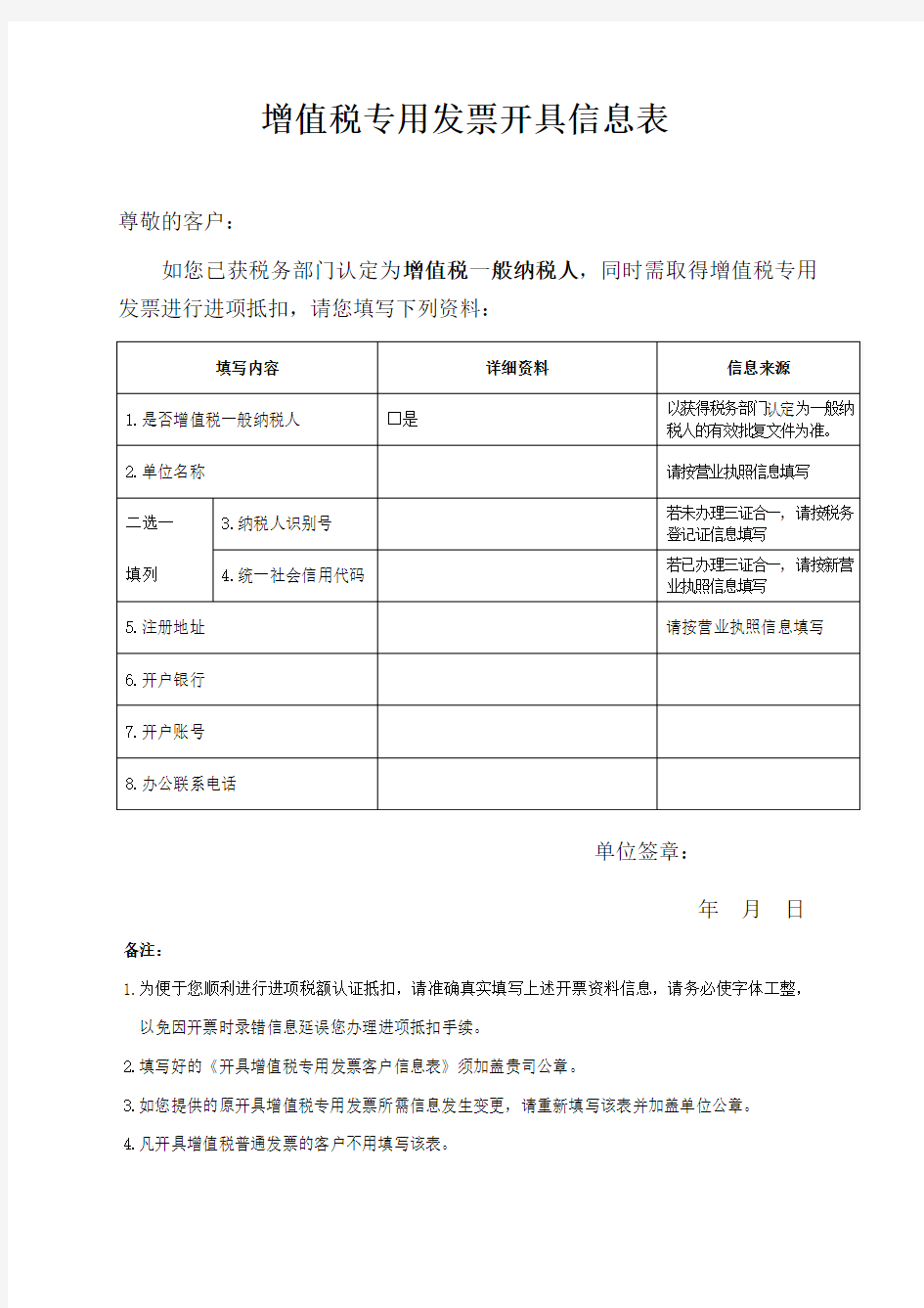 增值税专用发票开具信息表