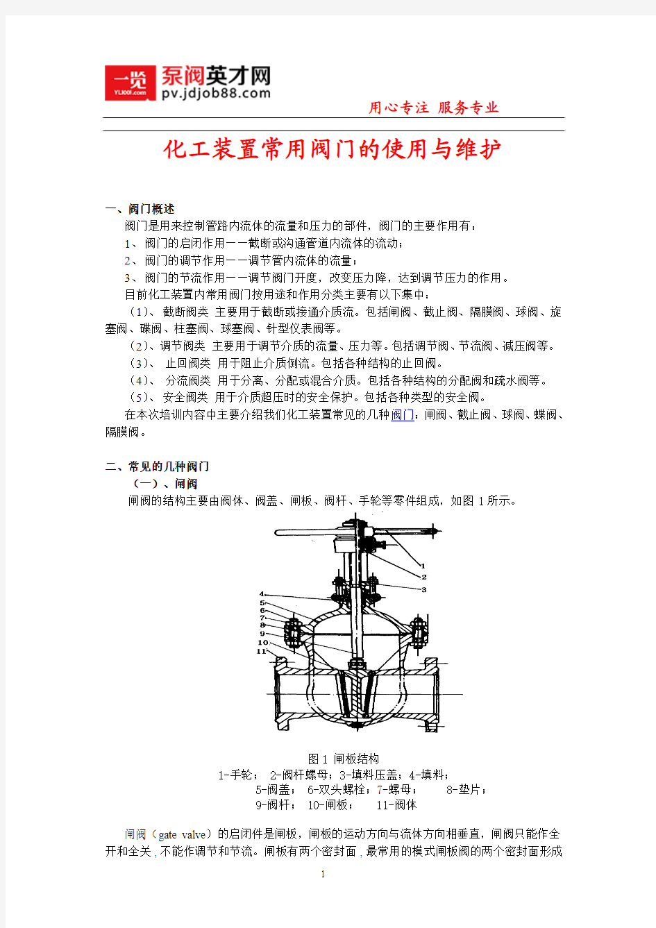 化工装置常用阀门的使用与维护