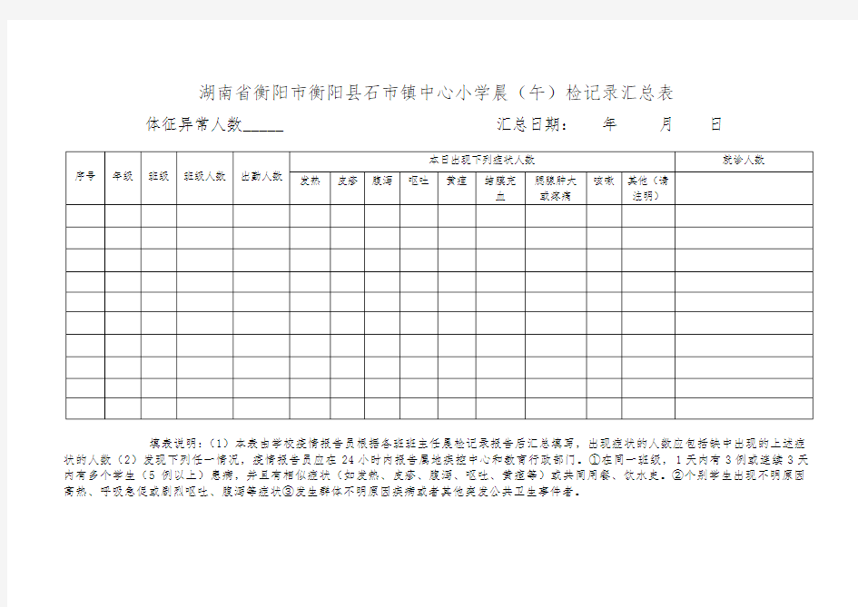 晨午检记录汇总表