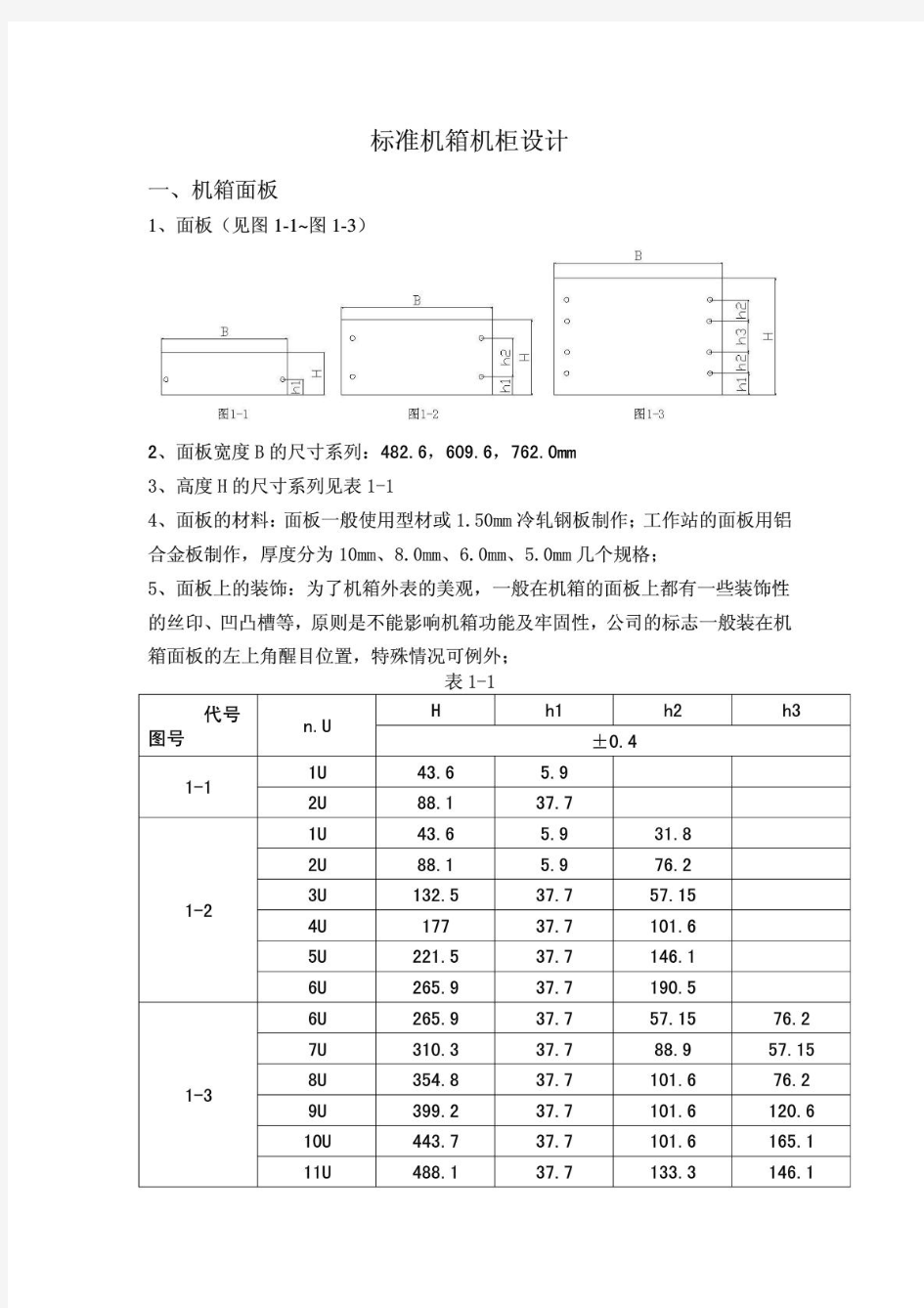 标准机箱机柜设计