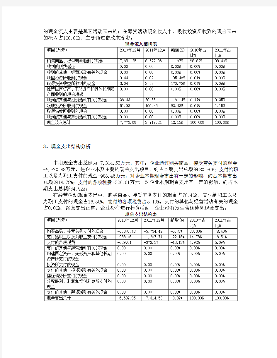 (完整版)现金流量表分析报告