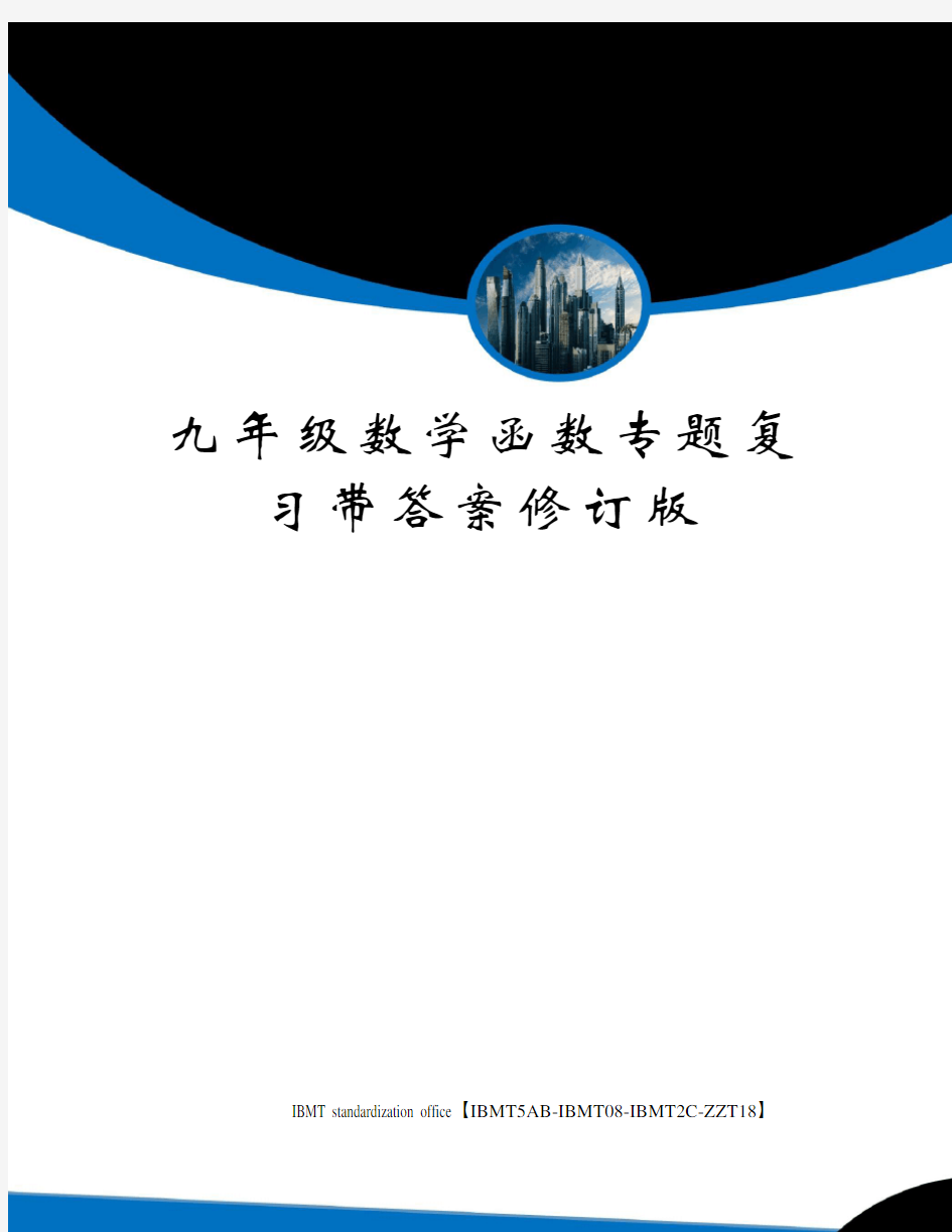 九年级数学函数专题复习带答案修订版