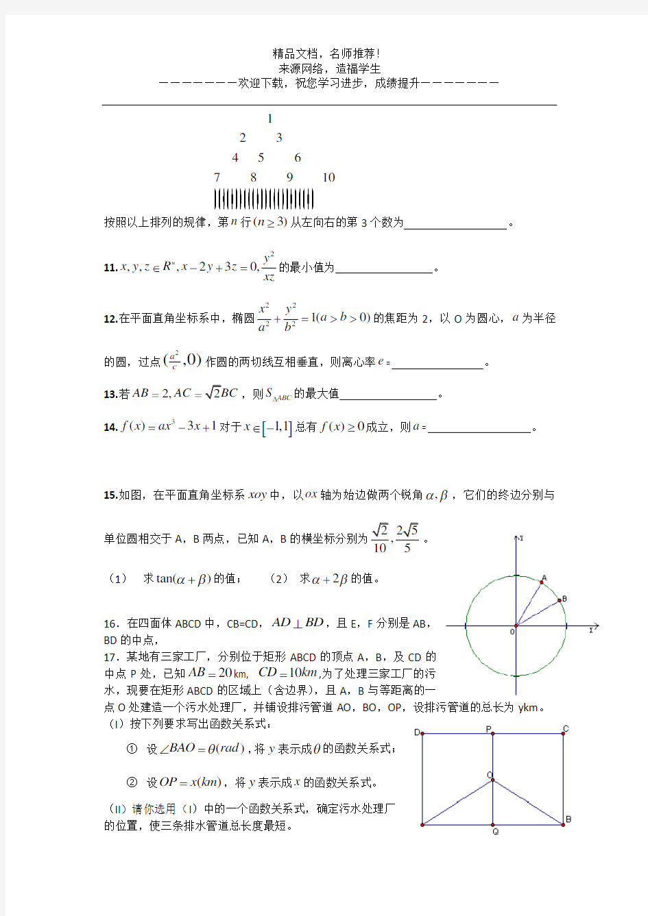 2008年高考真题——数学(江苏卷)