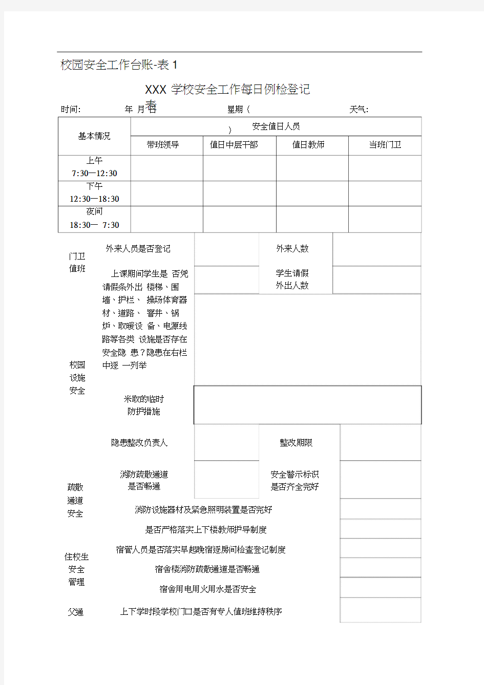 (完整版)校园安全工作台账