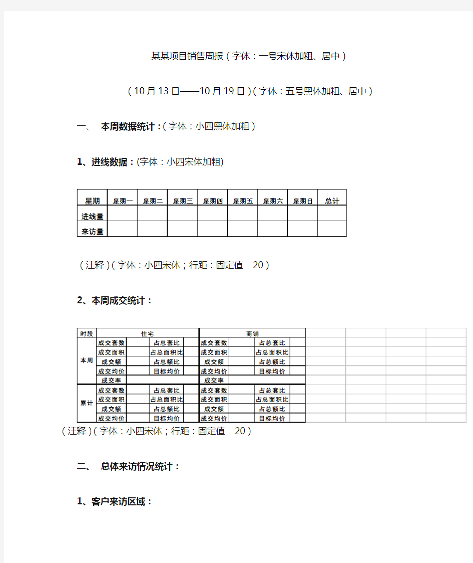 项目销售周报模版