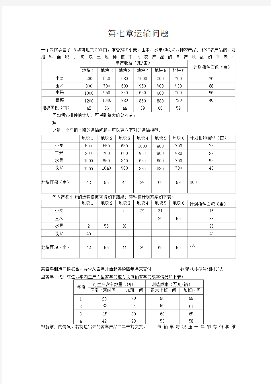 运筹学运输问题案例