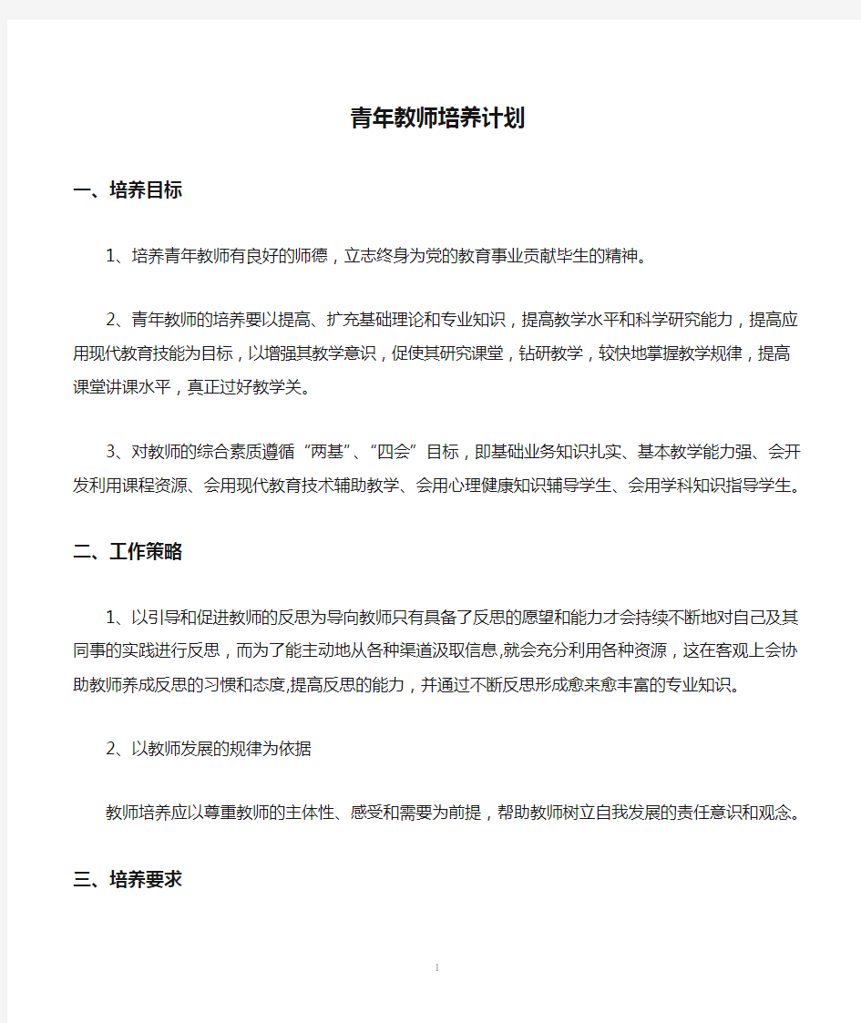 青年教师培养计划